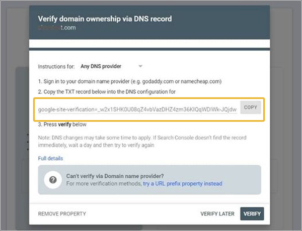 تایید مالکیت از طریق DNS